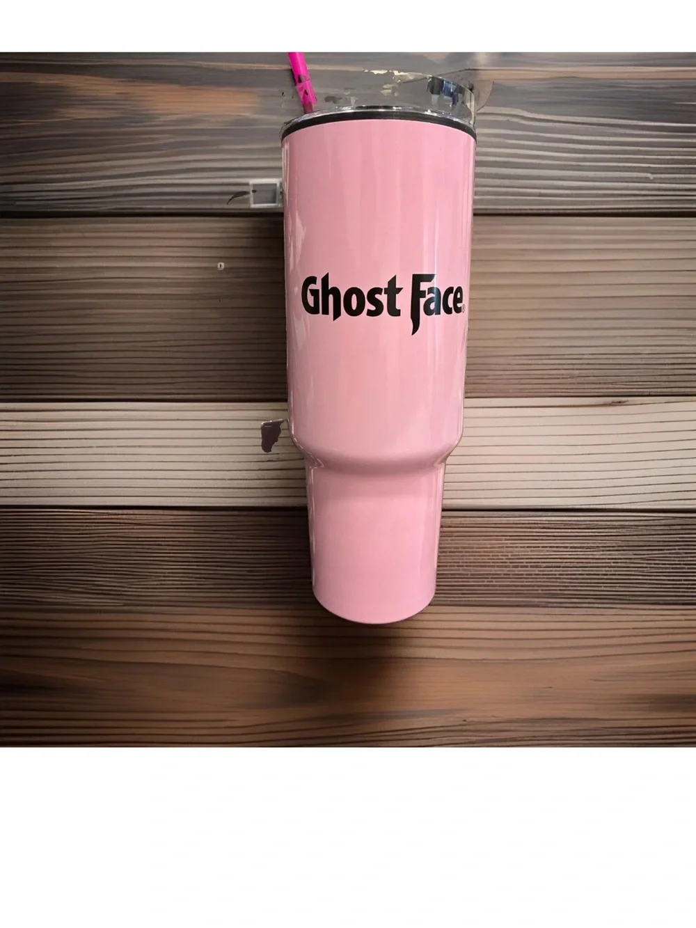 Pink Scream Heart Stainless Tumbler with Straw
